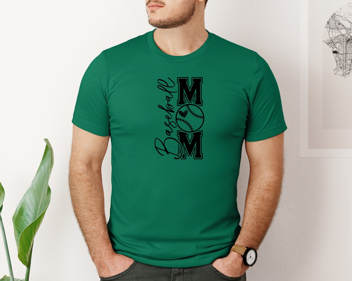 brand:Bella Canvas|color:Evergreen|Baseball Mom Baseball Mom 2 Graphic T-Shirt