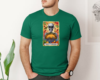 brand:Bella Canvas|color:Evergreen|Skeleton Tarot Card Cinco De Mayo Tshirt Graphic T-Shirt