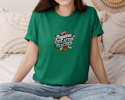 brand:Bella Canvas|color:Evergreen|Physical Education Teacher 2 Graphic T-Shirt