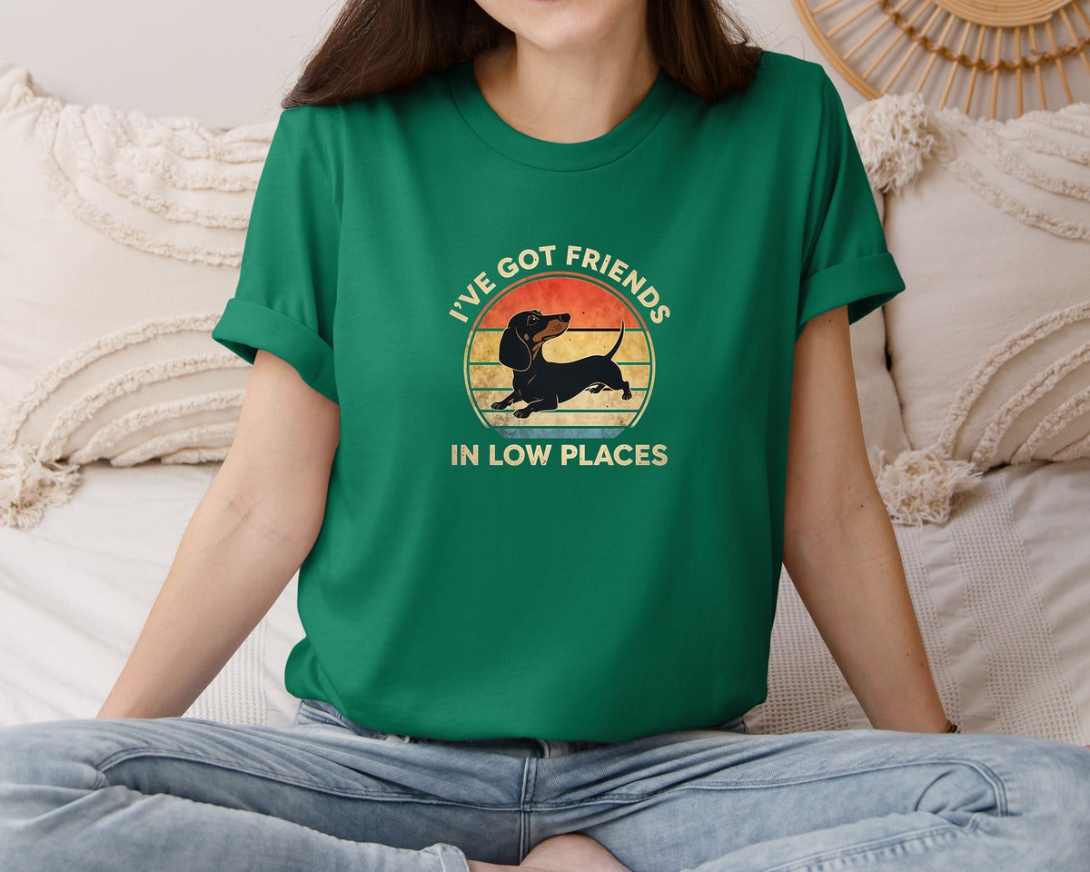 brand:Bella Canvas|color:Evergreen|Dachshund Ive Got Friends In Low Places 2 Graphic T-Shirt
