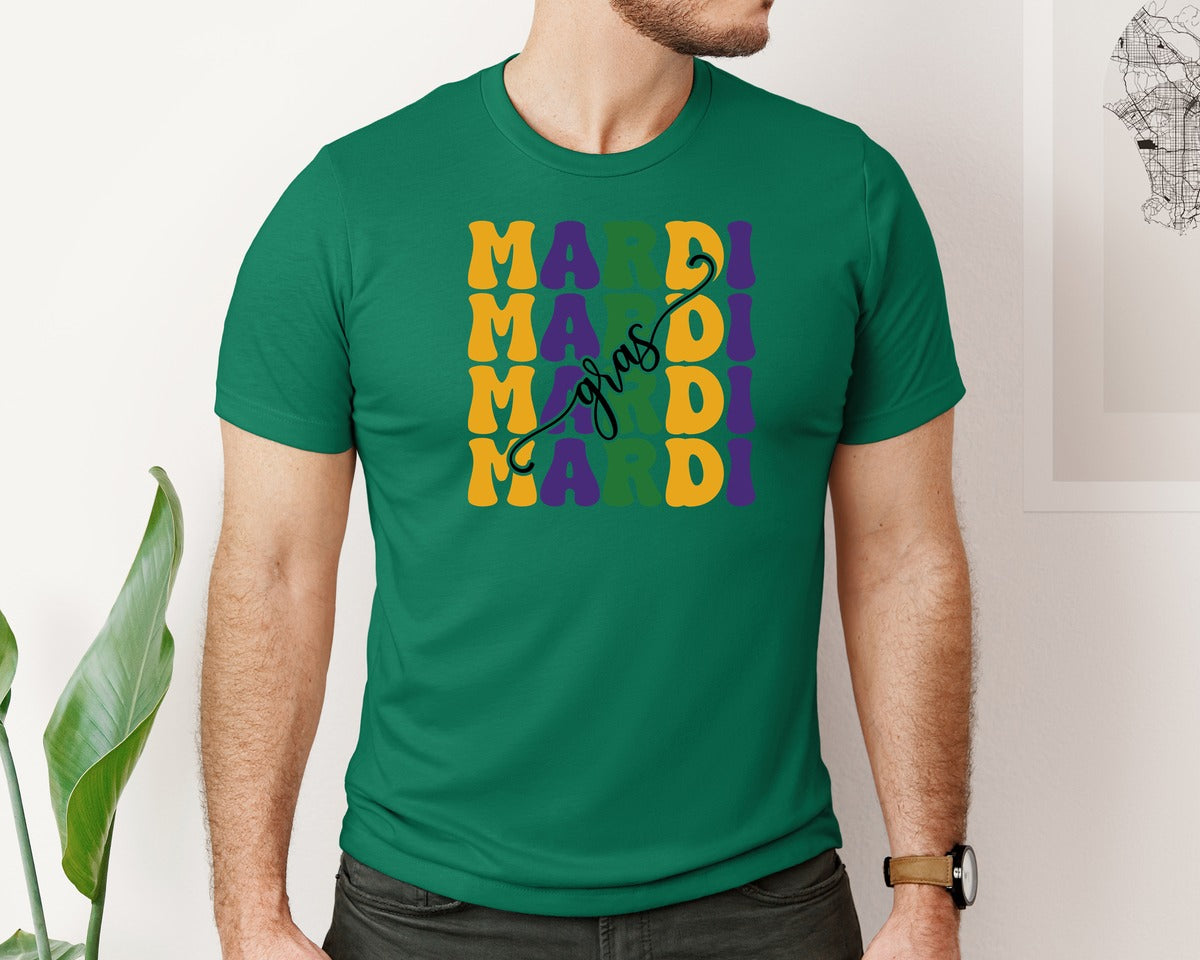 brand:Bella Canvas|color:Evergreen|Mardi Gras 24 Graphic T-Shirt