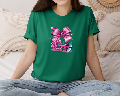 brand:Bella Canvas|color:Evergreen|Cheerleading Bow Pom Poms Graphic T-Shirt
