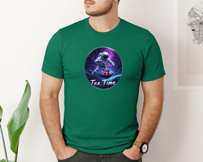 brand:Bella Canvas|color:Evergreen|Astronaut Tea Time In Space T Shirt Graphic T-Shirt