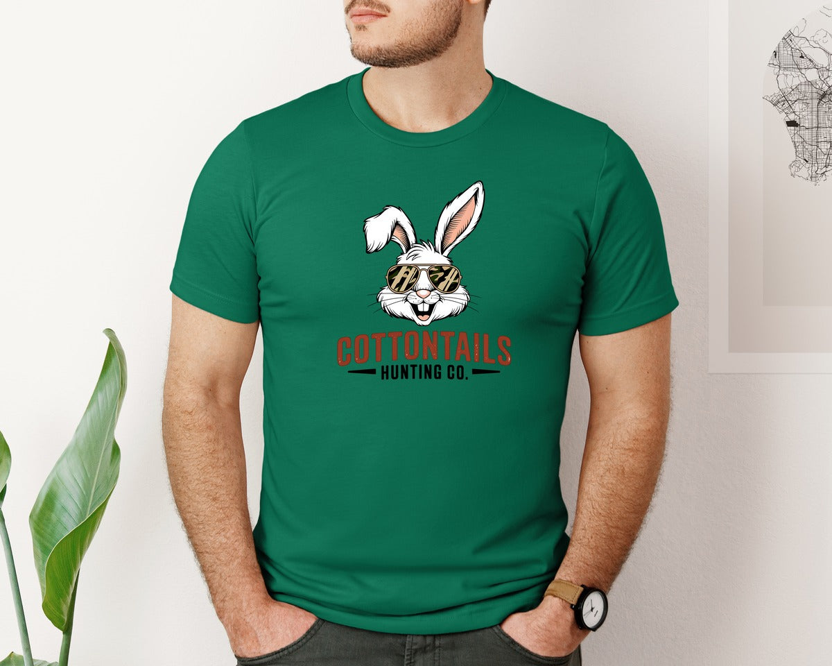 brand:Bella Canvas|color:Evergreen|Cottontail Hunting Co Boy Egg Hunt Graphic T-Shirt