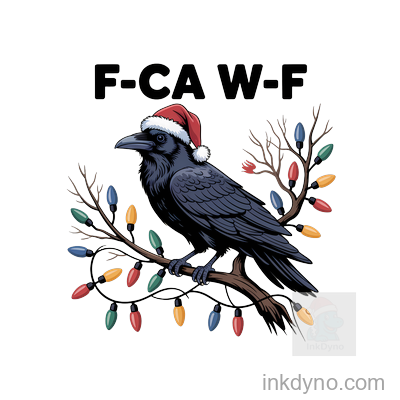 Holiday Raven With Christmas Lights Design — DTF Transfer
