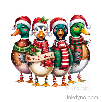 Festive Ducks Christmas DTF Transfer - Ready to Press