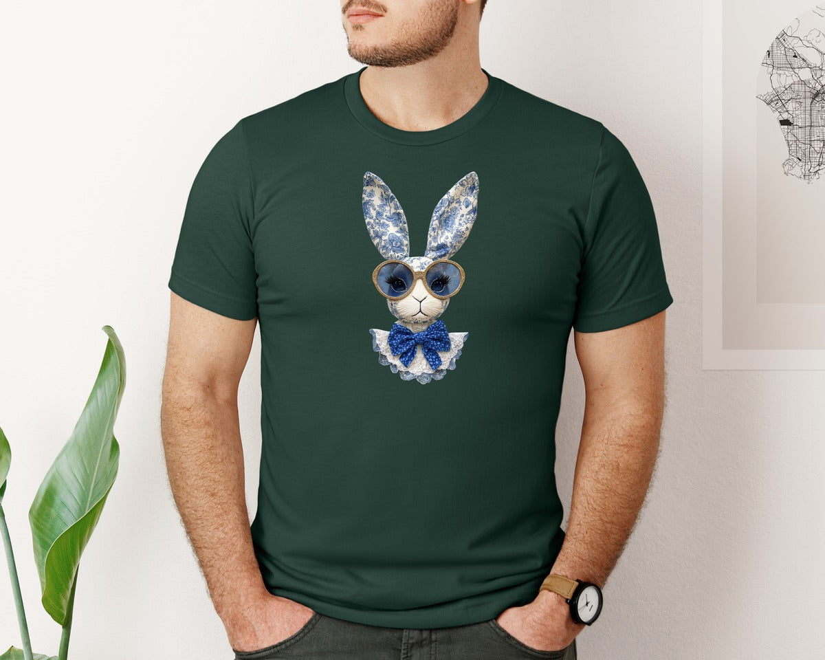 brand:Bella Canvas|color:Forest Green|Cute Bunny T Shirt Bunny 2 Graphic T-Shirt