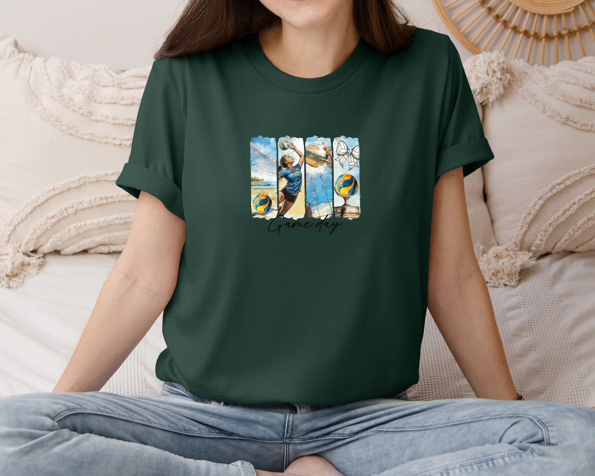 brand:Bella Canvas|color:Forest Green|Volleyball Game Day 3 Graphic T-Shirt