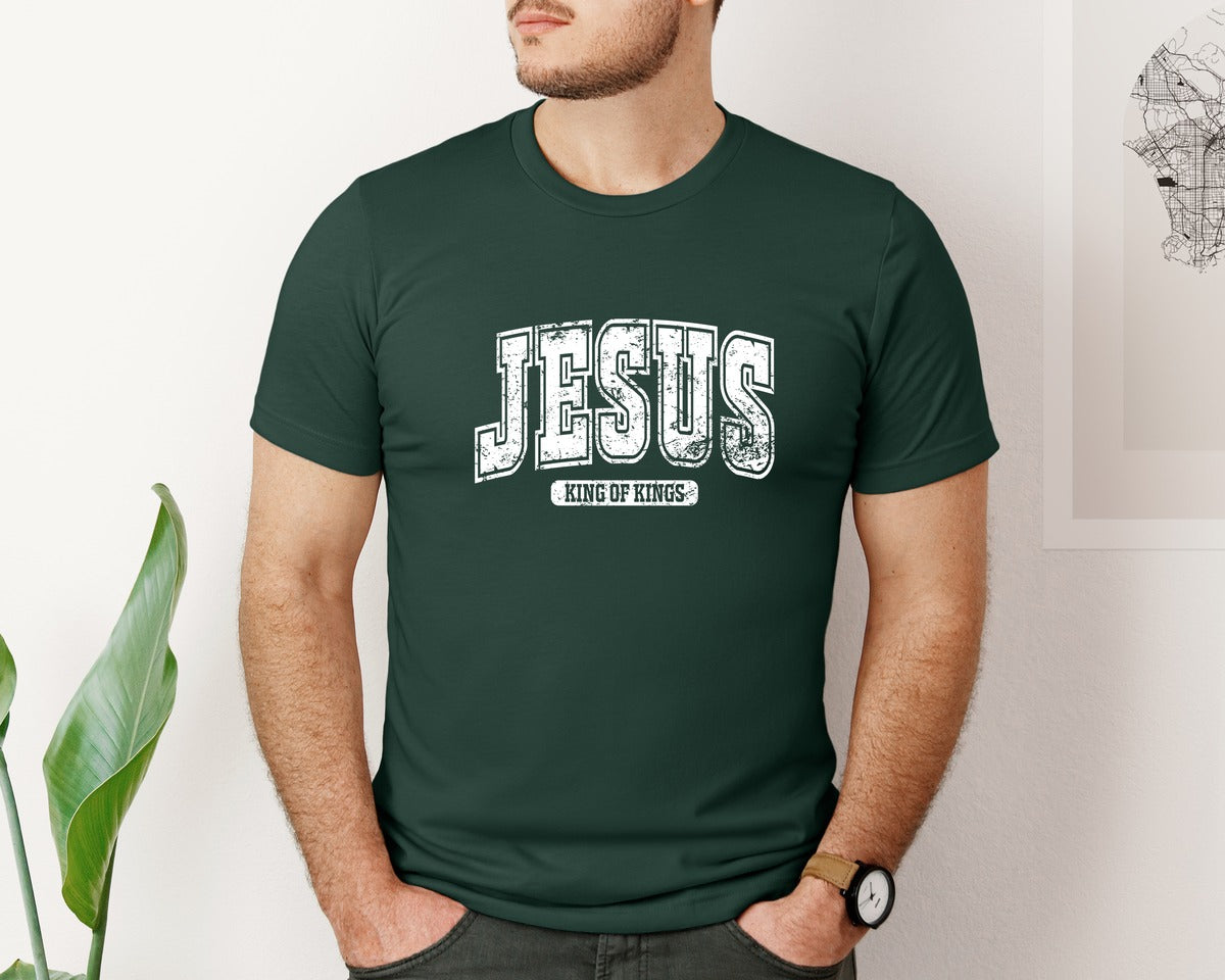 brand:Bella Canvas|color:Forest Green|Jesus King Of Kings Christian S Graphic T-Shirt