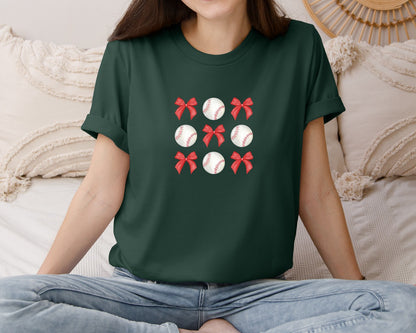 brand:Bella Canvas|color:Forest Green|Coquette Baseball Graphic T-Shirt