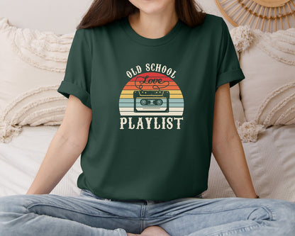 brand:Bella Canvas|color:Forest Green|Old School Playlist 70S 80S 90S T Shirts Graphic T-Shirt
