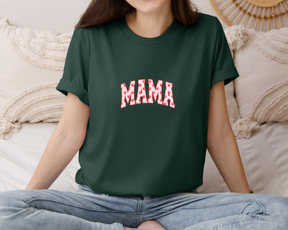 brand:Bella Canvas|color:Forest Green|Mama Summer Spring Mama Strawberry Graphic T-Shirt