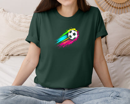 brand:Bella Canvas|color:Forest Green|Colorful Tie Dye Soccer Ball T Shirt Graphic T-Shirt