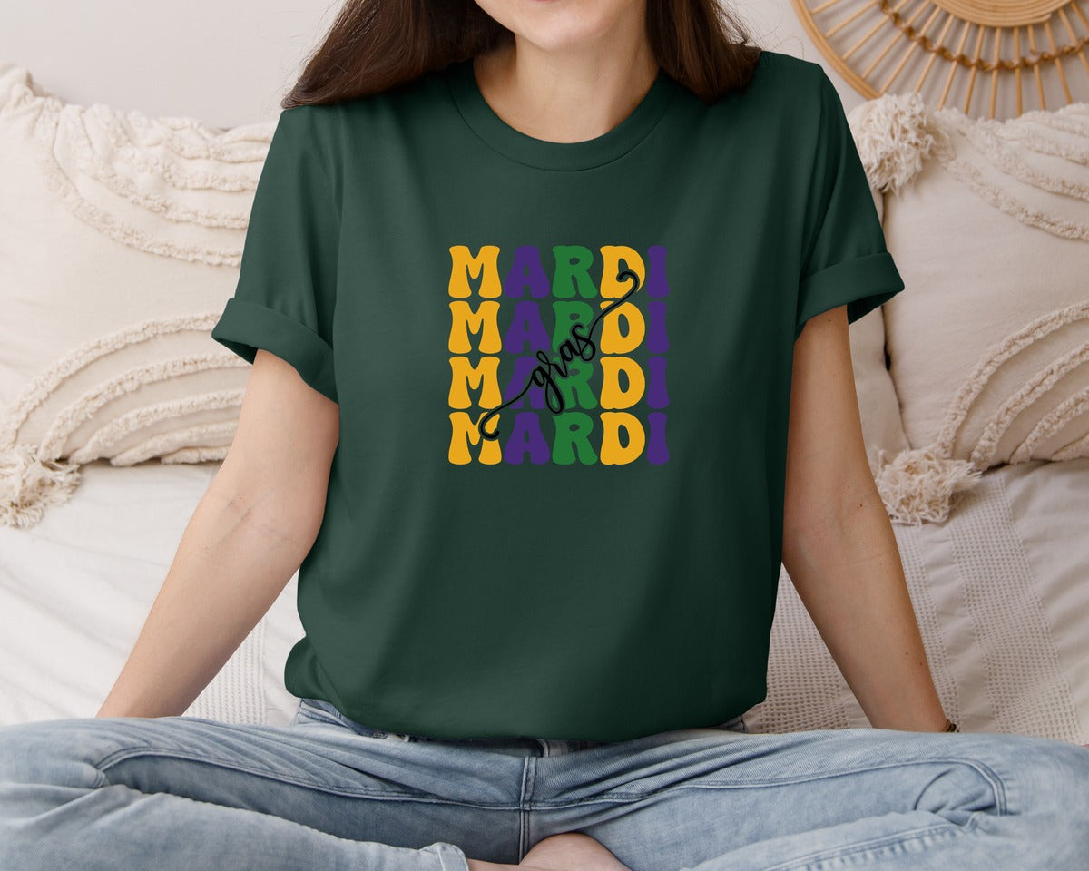 brand:Bella Canvas|color:Forest Green|Mardi Gras 24 Graphic T-Shirt