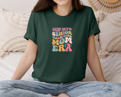 brand:Bella Canvas|color:Forest Green|In My Senior Volleyball Mom Era Graphic T-Shirt