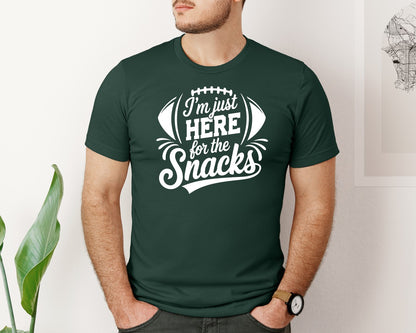 brand:Bella Canvas|color:Forest Green|Im Just Here For The Snacks Graphic T-Shirt