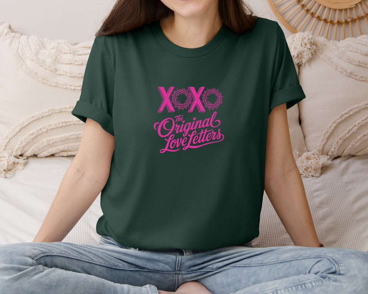 brand:Bella Canvas|color:Forest Green|Christian Love Religious Valentine Graphic T-Shirt