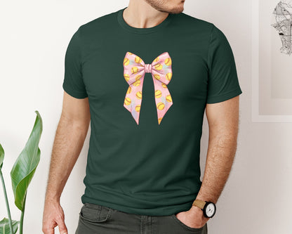 brand:Bella Canvas|color:Forest Green|Softball Bow Graphic T-Shirt