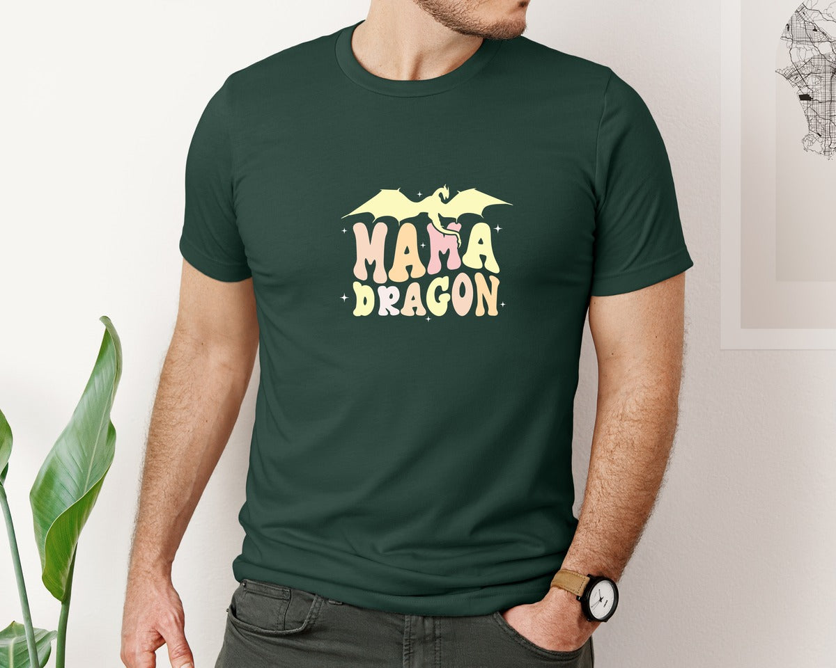 brand:Bella Canvas|color:Forest Green|Mama Dragons Mothers Day Design Graphic T-Shirt