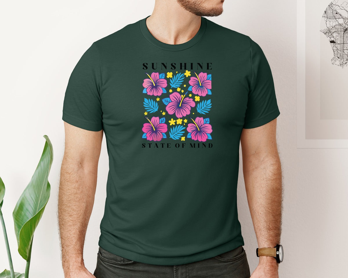 brand:Bella Canvas|color:Forest Green|Sunshine State Of Mind Summer Graphic T-Shirt