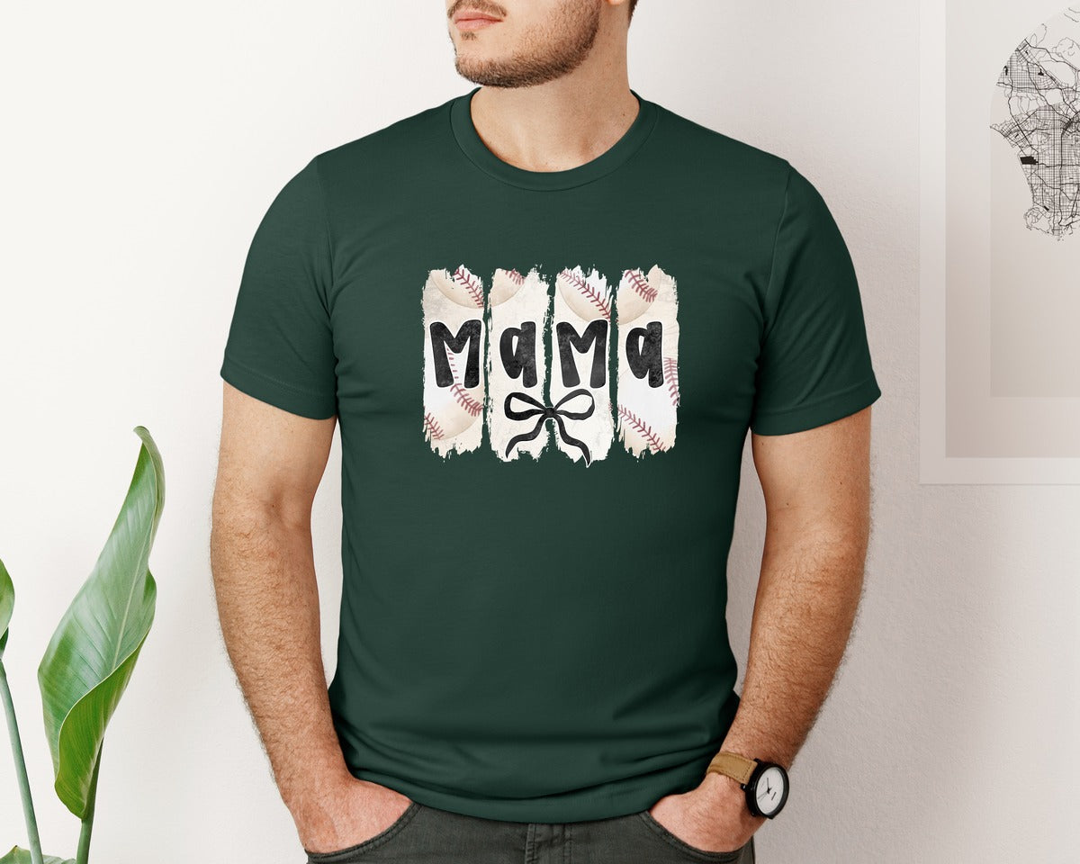brand:Bella Canvas|color:Forest Green|Coquette Baseball Mama 2 Graphic T-Shirt