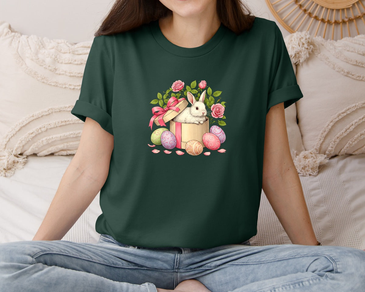 brand:Bella Canvas|color:Forest Green|Easter Bunny Bunny 2 Graphic T-Shirt