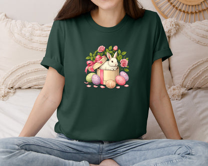 brand:Bella Canvas|color:Forest Green|Easter Bunny Bunny 2 Graphic T-Shirt