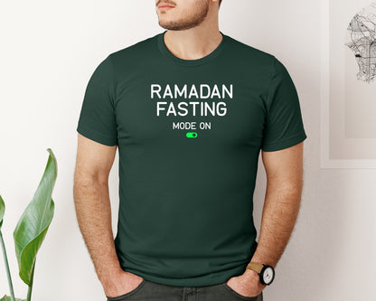 brand:Bella Canvas|color:Forest Green|Ramadan Fasting Mode On Ramadan Typogra Graphic T-Shirt