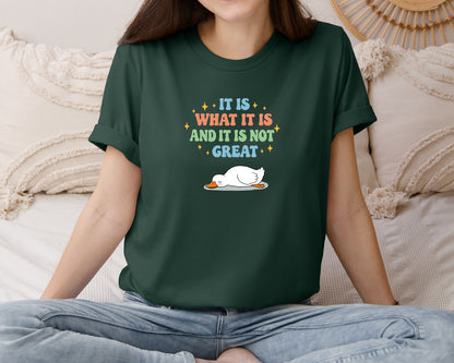 brand:Bella Canvas|color:Forest Green|Funny Duck It Is What It Is Graphic T-Shirt