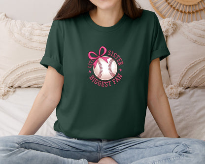 brand:Bella Canvas|color:Forest Green|Baseball Sister Little Sister Graphic T-Shirt