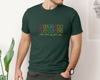 brand:Bella Canvas|color:Forest Green|Autism Mama Awareness Graphic T-Shirt