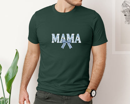 brand:Bella Canvas|color:Forest Green|Mama Floral Coquette Bow Mama Graphic T-Shirt