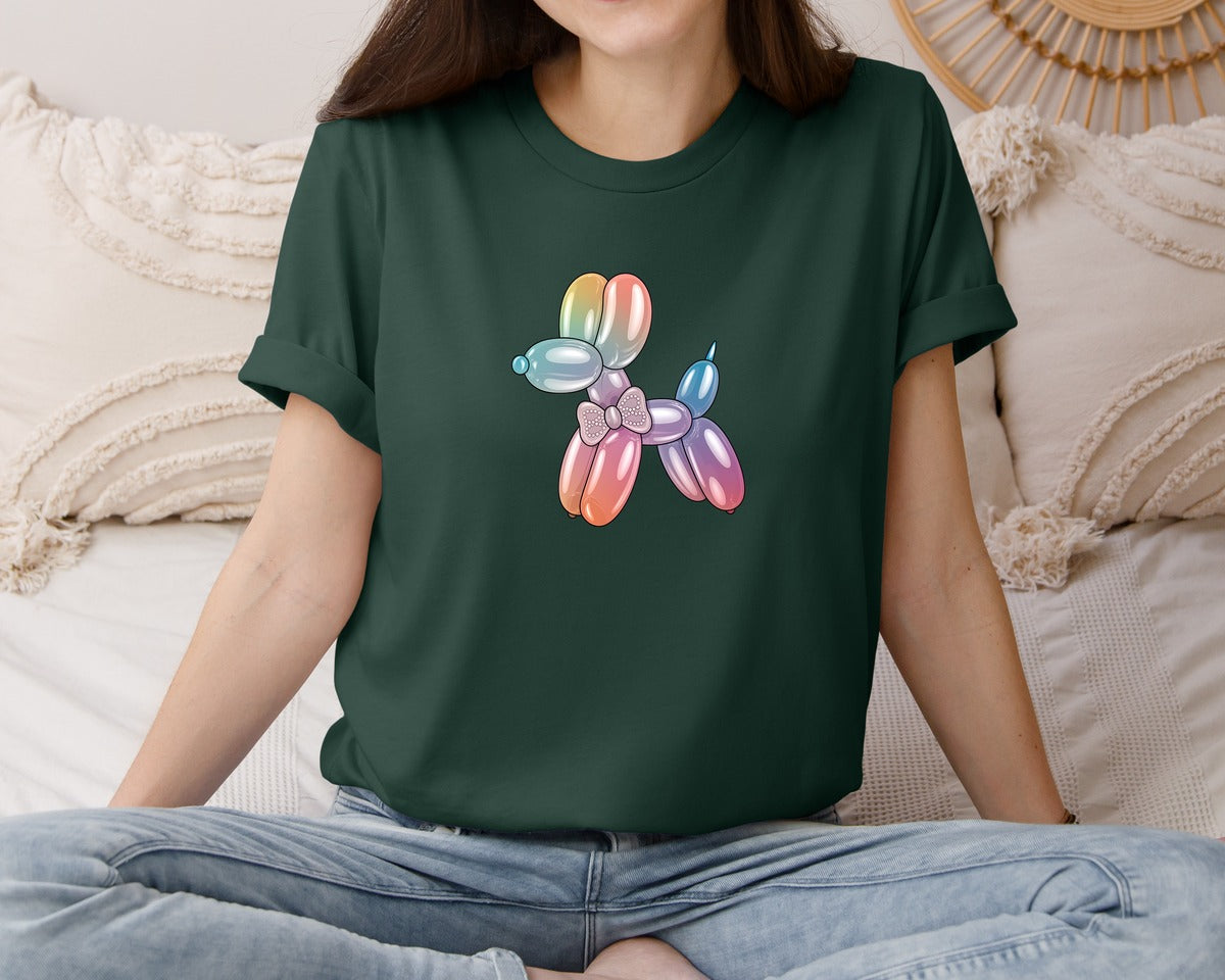 brand:Bella Canvas|color:Forest Green|Glam Balloon Dog 4 Graphic T-Shirt