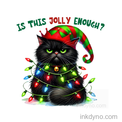 Funny Cat(1) DTF Transfer – Ready to Press (Christmas)
