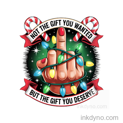 Funny Middle Finger DTF Transfer – Ready to Press (Christmas)