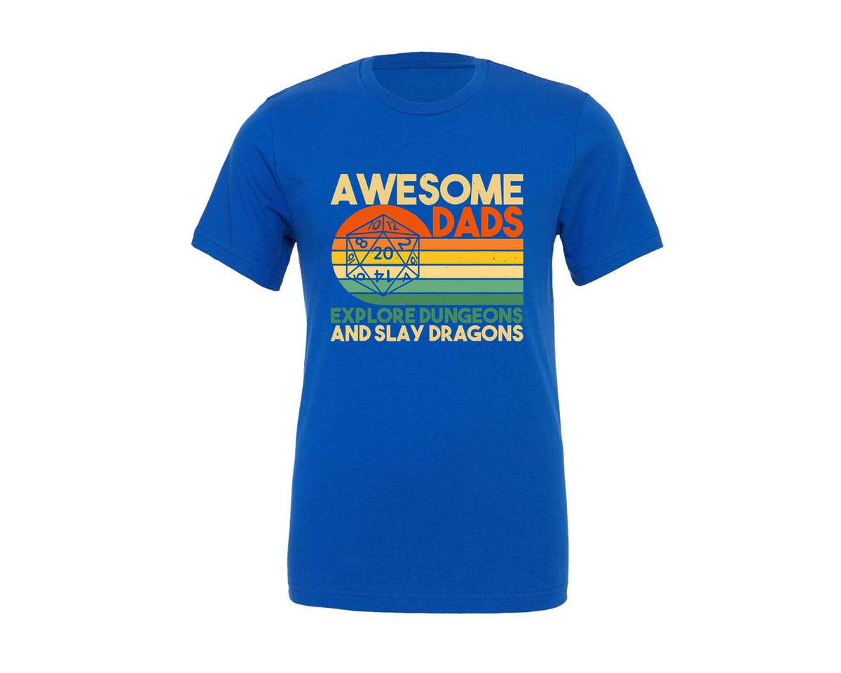brand:Generic|color:True Royal Blue|awesome-dads-explore-dungeons-graphic-t-shirt