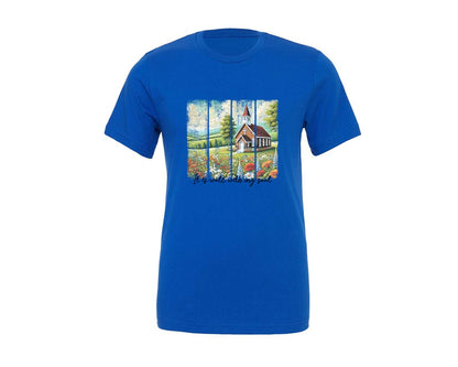 brand:Generic|color:True Royal Blue|christian-bible-flowers-western-graphic-t-shirt