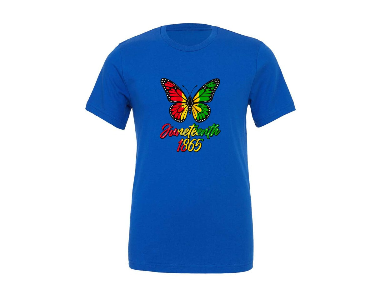 brand:Generic|color:True Royal Blue|juneteenth-butterfly-juneteenth-graphic-t-shirt