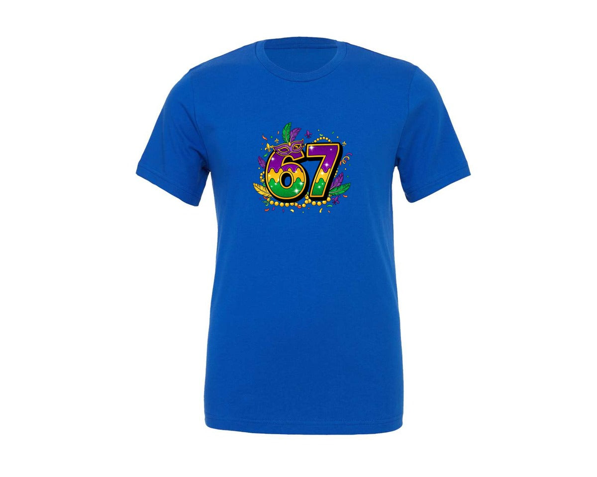 brand:Generic|color:True Royal Blue|mardi-gras-viral-67-trend-design-graphic-t-shirt