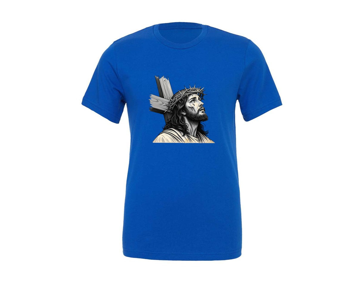 brand:Generic|color:True Royal Blue|jesus-christ-crown-of-thorns-graphic-t-shirt