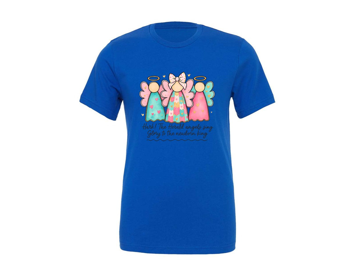 brand:Generic|color:True Royal Blue|christmas-angels-merry-christmas-graphic-t-shirt