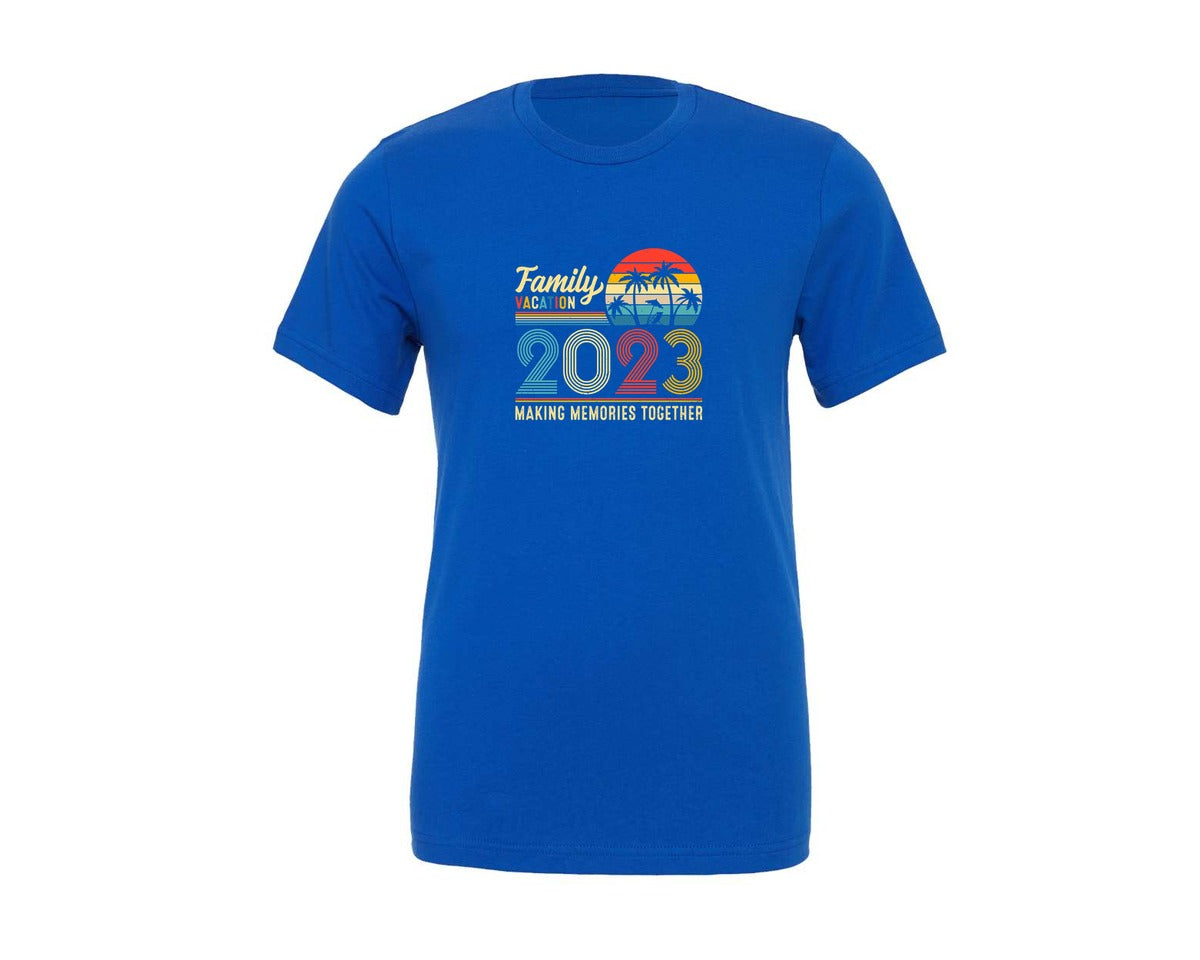 brand:Generic|color:True Royal Blue|family-vacation-2023-making-memories-2-graphic-t-shirt