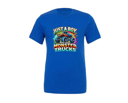 brand:Generic|color:True Royal Blue|just-a-boy-who-loves-monster-trucks-graphic-t-shirt