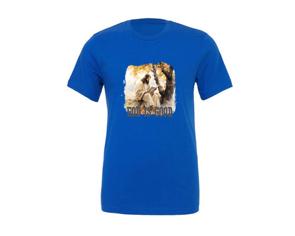 brand:Generic|color:True Royal Blue|retro-fall-autumn-leaf-jesus-graphic-t-shirt