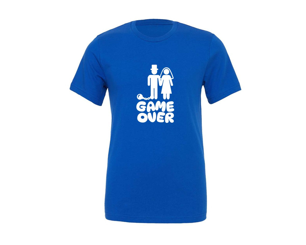 brand:Generic|color:True Royal Blue|game-over-bride-groom-wedding-graphic-t-shirt