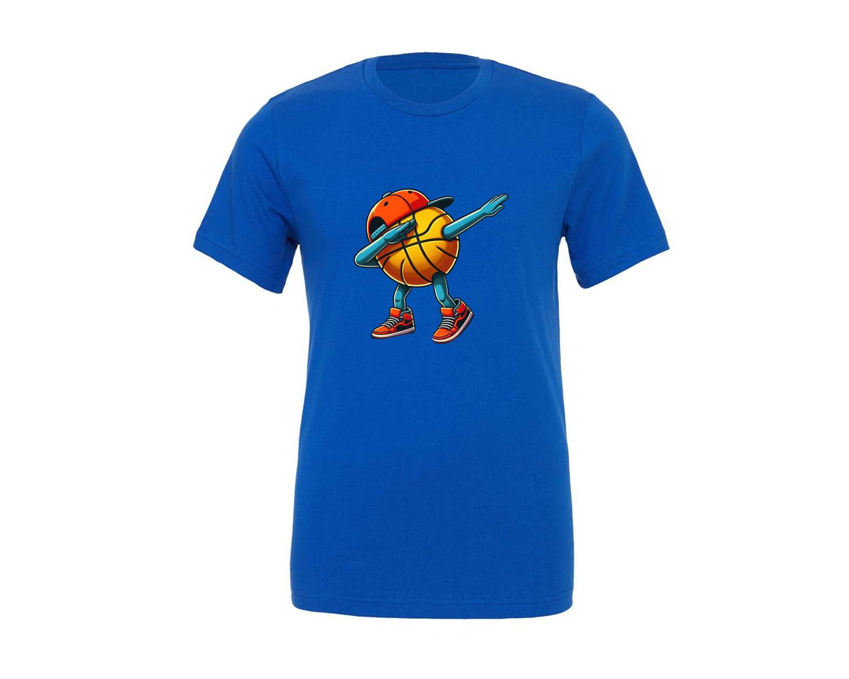 brand:Generic|color:True Royal Blue|dabbing-basketball-ball-funny-sport-graphic-t-shirt