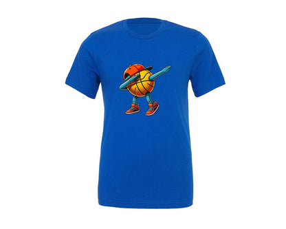 brand:Generic|color:True Royal Blue|dabbing-basketball-ball-funny-sport-graphic-t-shirt