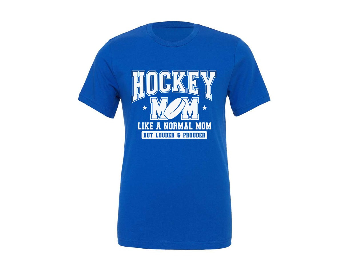 brand:Generic|color:True Royal Blue|hockey-mom-loud-and-proud-mama-graphic-t-shirt