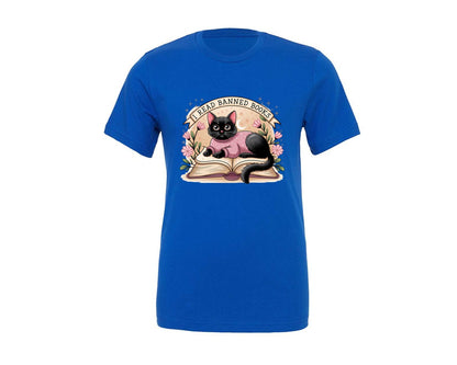 brand:Generic|color:True Royal Blue|i-read-banned-books-cat-lover-design-6-graphic-t-shirt