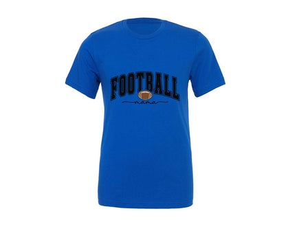 brand:Generic|color:True Royal Blue|football-mama-retro-varsity-mom-graphic-t-shirt